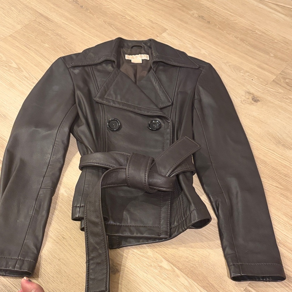 Michael Kors Chocolate Leather Jacket